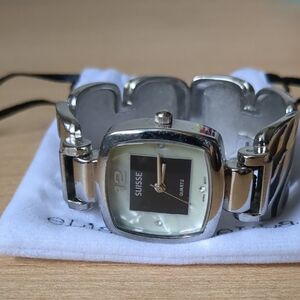 Silver and Black SUISSE Quartz Watch